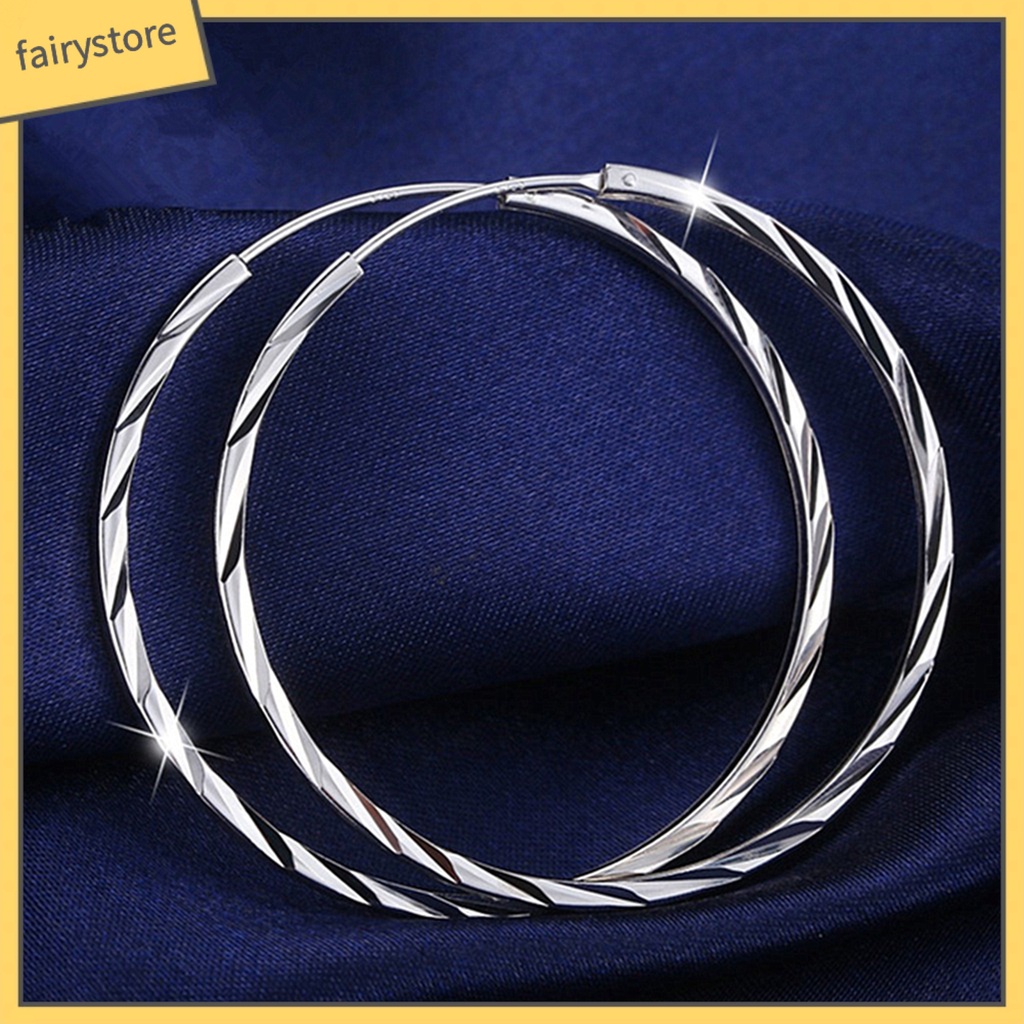 1 Đôi Bông Tai Hình Tròn Lớn Họa Tiết Hình Học Thời Trang Dành Cho Nữ