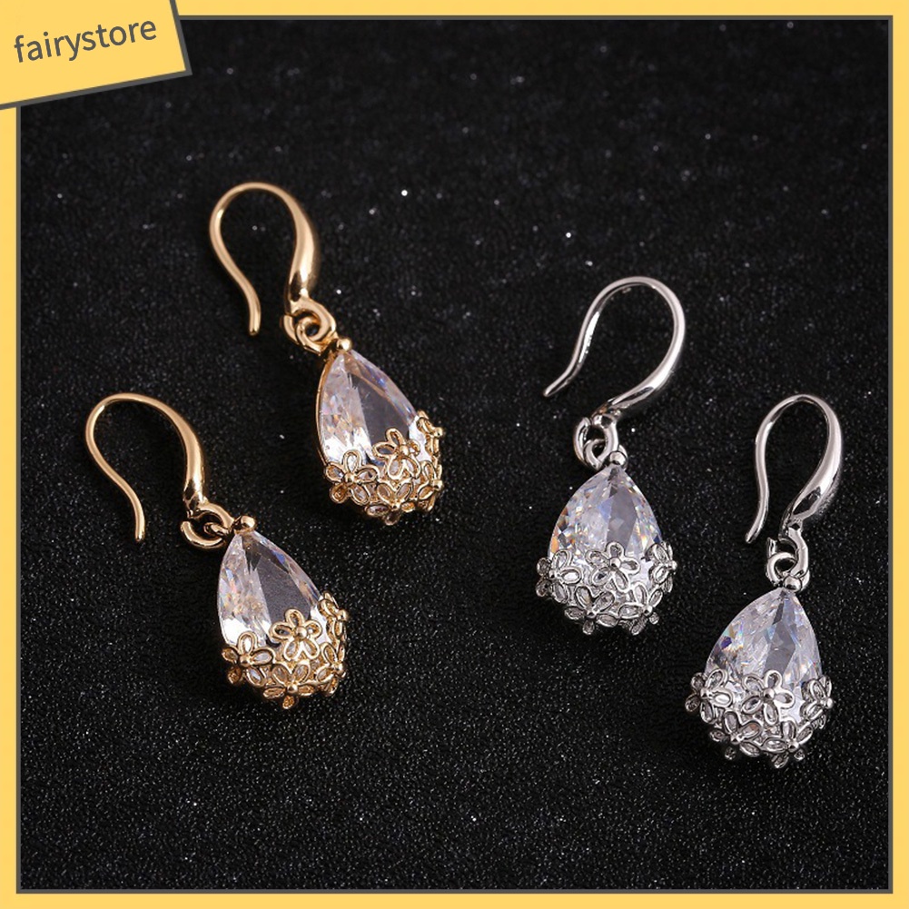 Bông Tai Hình Giọt Nước Đính Đá Zircon Thời Trang Dành Cho Nữ
