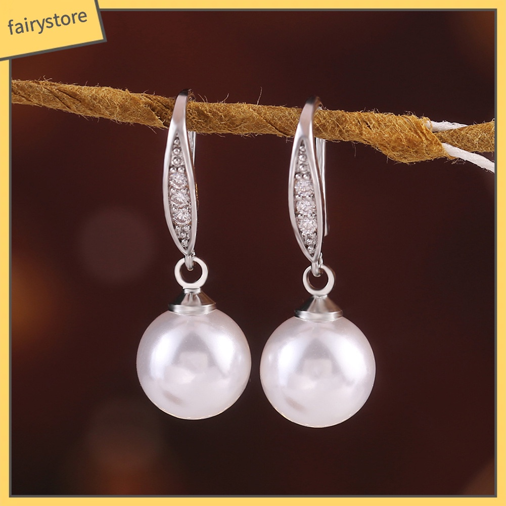 Khuyên Tai Móc Đính Ngọc Trai Giả Thanh Lịch Cho Nữ