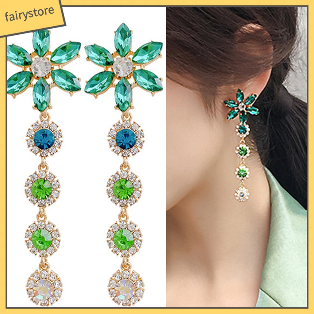 1 Đôi Bông Tai Hình Hoa Đính Đá Lấp Lánh Dành Cho Nữ