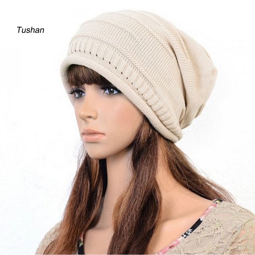 Mũ Beanie Dệt Kim Oversized Thời Trang Mùa Đông Cho Nam Nữ