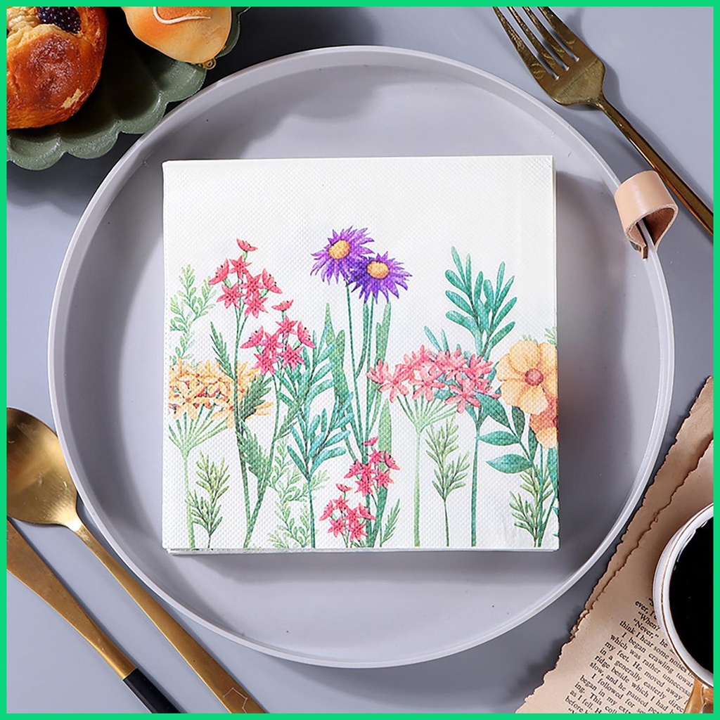 Bộ 20 Khăn Ăn Bằng Giấy Họa Tiết Hoa Thân Thiện Với Da Dùng Khi Đi Tắm / Làm Cocktail