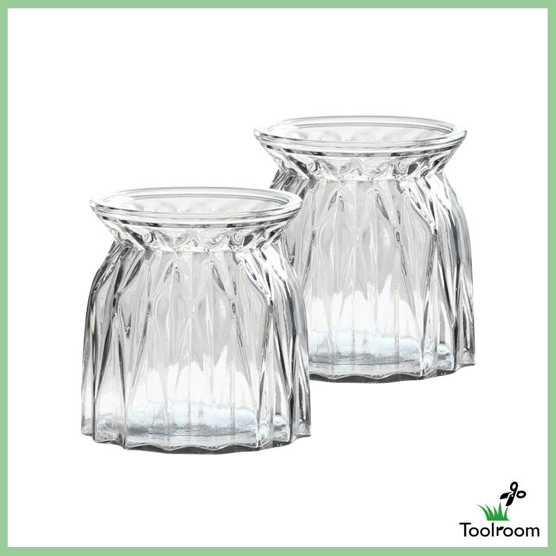 Bộ 2 Bình Hoa Bằng Kính Dùng Trang Trí Trong Nhà Hàng / Văn Phòng