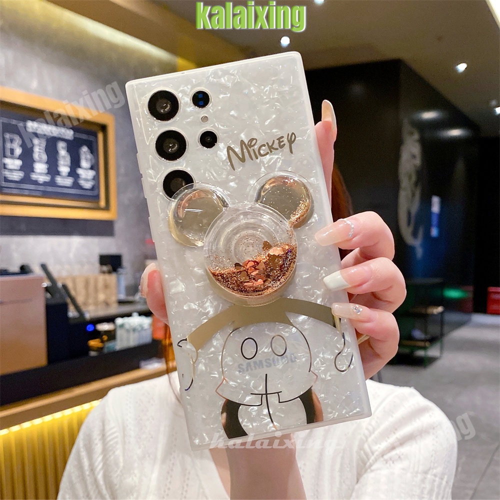 Ốp Điện Thoại Dẻo Họa Tiết Hoạt Hình Mickey Minnie Kèm Giá Đỡ Cho Samsung Galaxy S21 Plus S22 / S23 / Ultra Plus