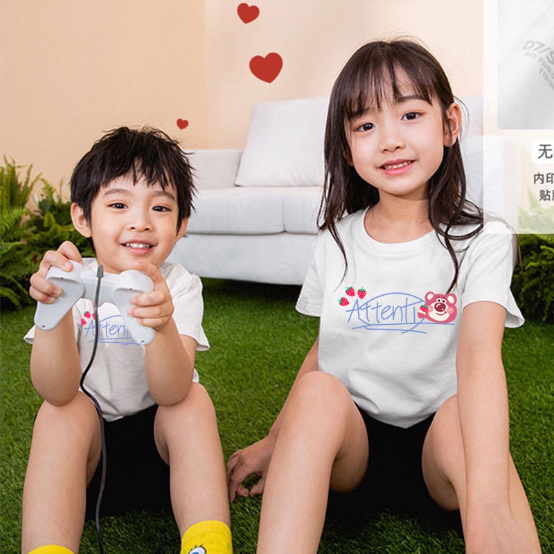 Annie Áo Thun cotton Tay Ngắn In Hình Gấu Và Dâu Tây Dễ Thương Cho Gia Đình