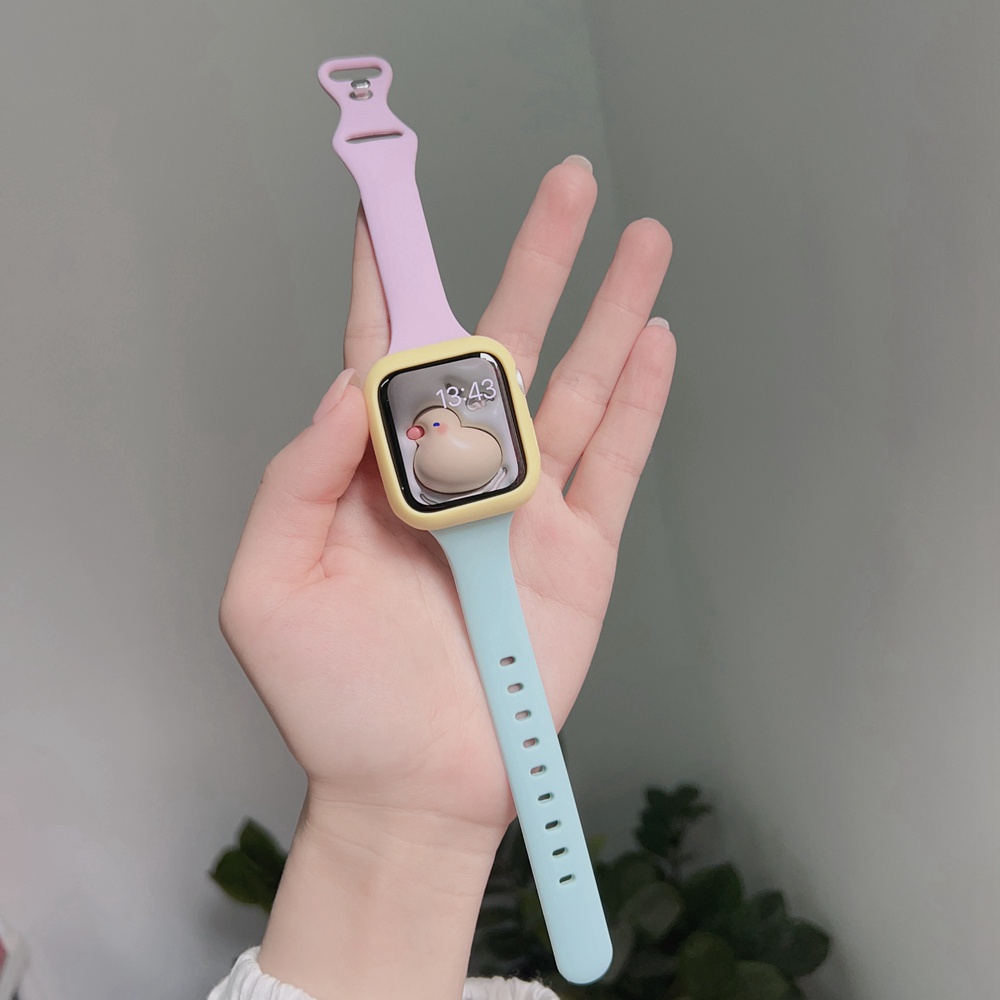 Set 3 Dây Cao Su Mềm Màu Kẹo Cho Đồng Hồ Apple Watch 41 / 45mm 49 Ultra SE 8 7 6 5 i-Watch 38 / 42mm 40mm 44mm 4 3 2 1