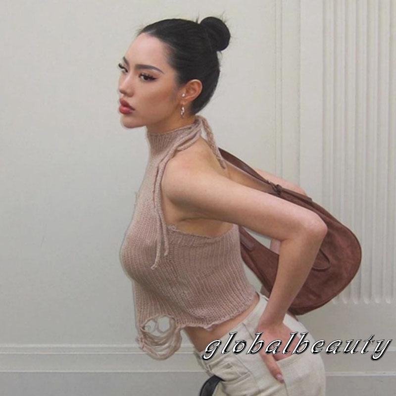 Áo Hai Dây Dệt Kim Hở Lưng Thời Trang Mùa Hè Cho Nữ