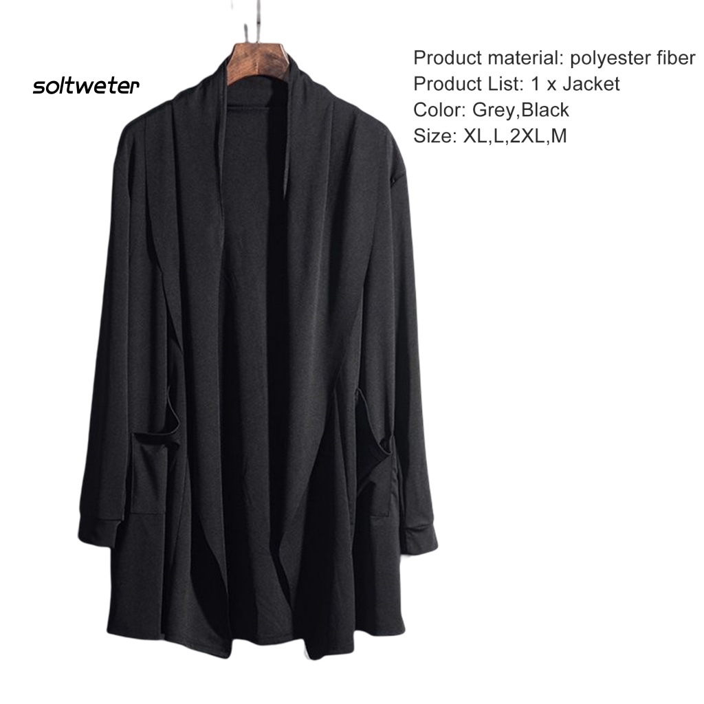 St Áo Khoác Tay Dài Cổ Bẻ Màu Trơn Dáng Rộng Co Giãn Phong Cách Đường Phố Nhật Bản