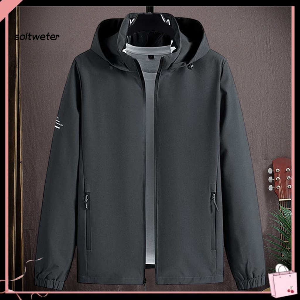 Áo Khoác Màu Trơn Có Nón Phối Túi Có Khóa Kéo Có Thể Tháo Rời Thời Trang Đường Phố Cho Nam