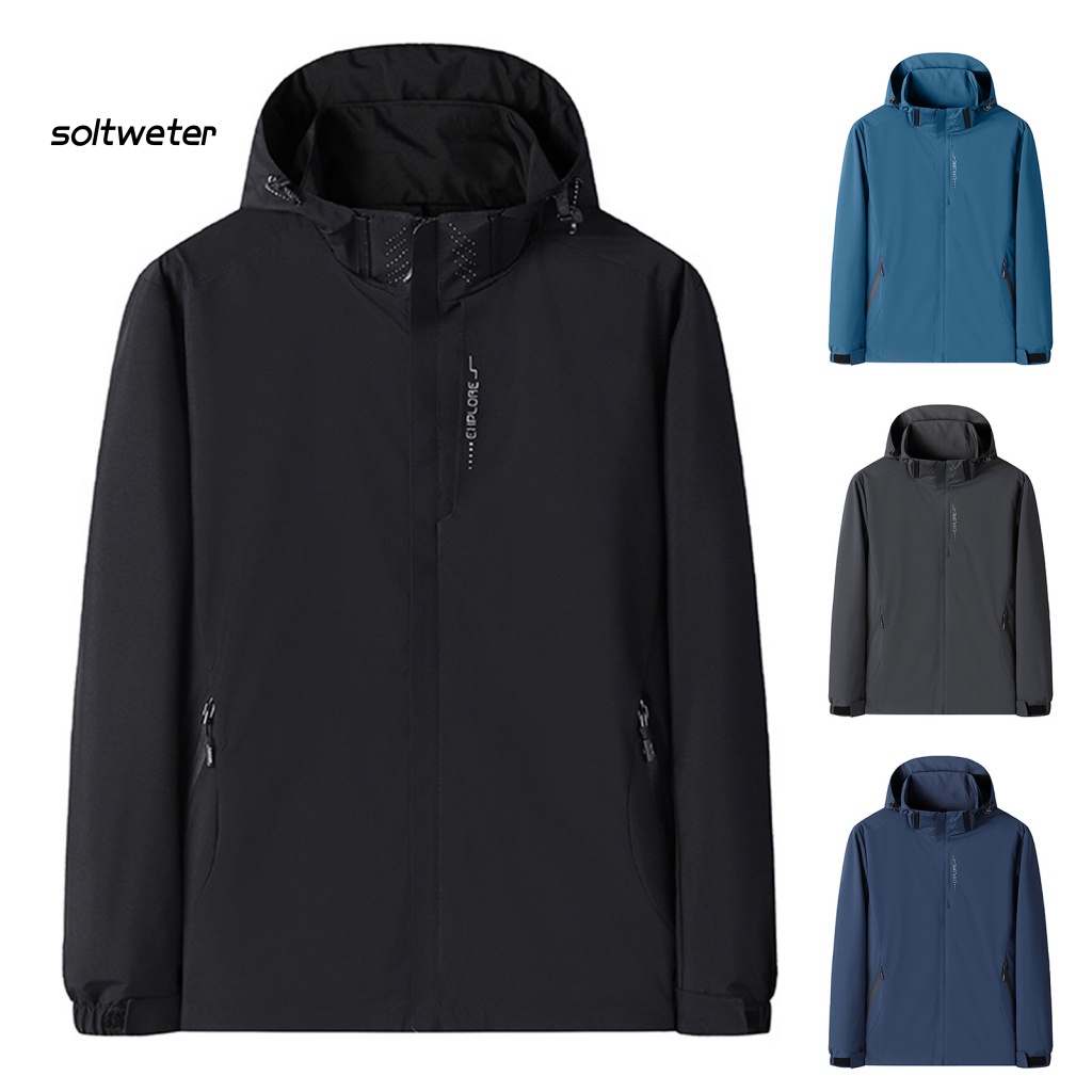 Áo Khoác Thể Thao Có Mũ Trùm Chống Nước Màu Sắc Đơn Giản Cho Nam