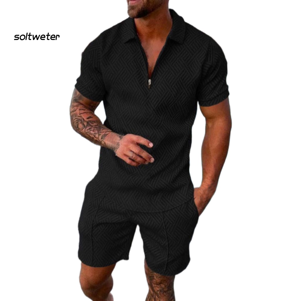 1 Bộ Đồ Thể Thao Áo Cổ Bẻ In Họa Tiết 3D Có Túi Thời Trang Mùa Hè Cho Nam