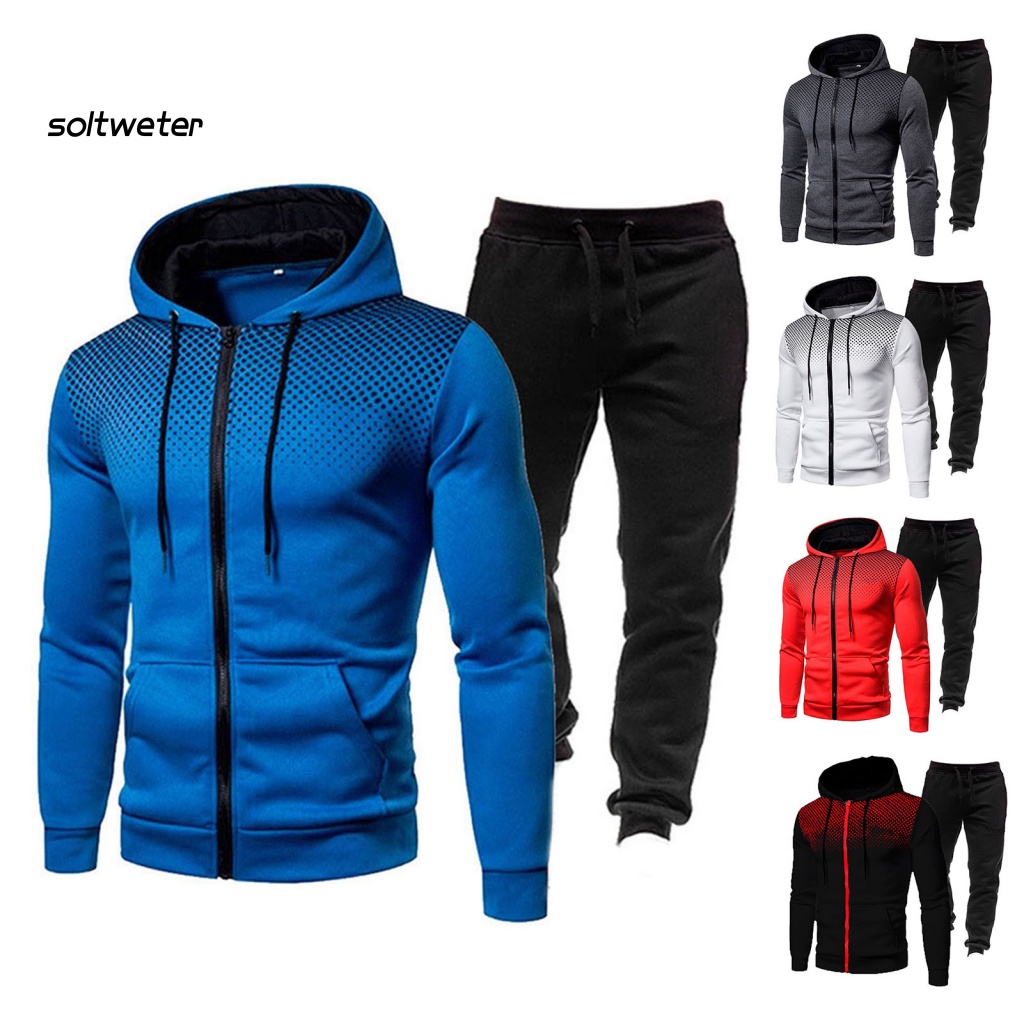 1 Bộ Áo Hoodie + Quần Thể Thao Có Túi + Dây Rút In Họa Tiết Thời Trang Cho Nam