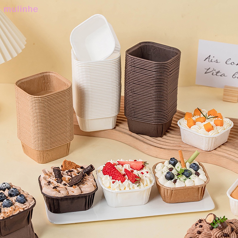 Set 50 Khuôn Giấy Làm Bánh Cupcake Hình Vuông Tiện Dụng