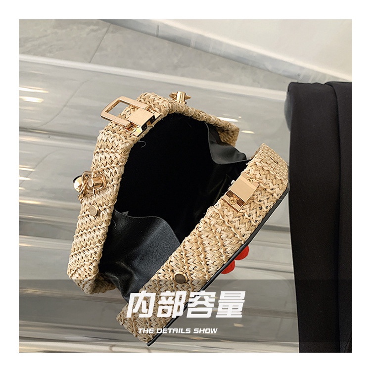 Túi Đeo JASMIN NOIR Chéo Đan Cói Hình Trái Cherry Phối Dây Xích Thời Trang Nữ