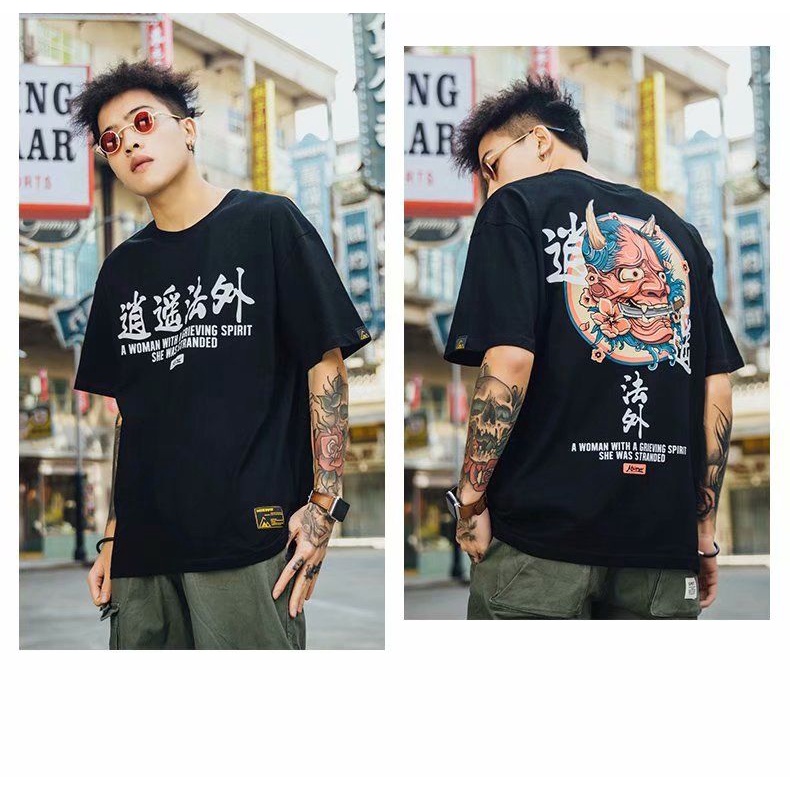 Áo Thun Ngắn Tay Dáng Rộng Thời Trang Hip Hop Đường Phố Âu Mỹ Cá Tính Cho Nam