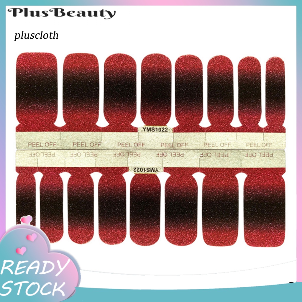 Miếng Dán Móng Tay Tự Dính Màu Gradient Lấp Lánh Thời Trang Cho Nữ