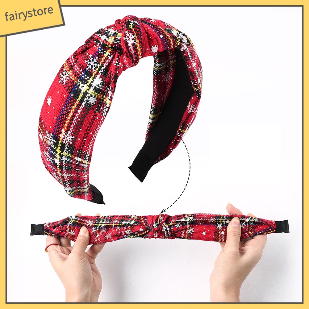 Băng Đô Cài Tóc Co Giãn In Họa Tiết Hoa Tuyết Thắt Nút Thời Trang Cho Nữ