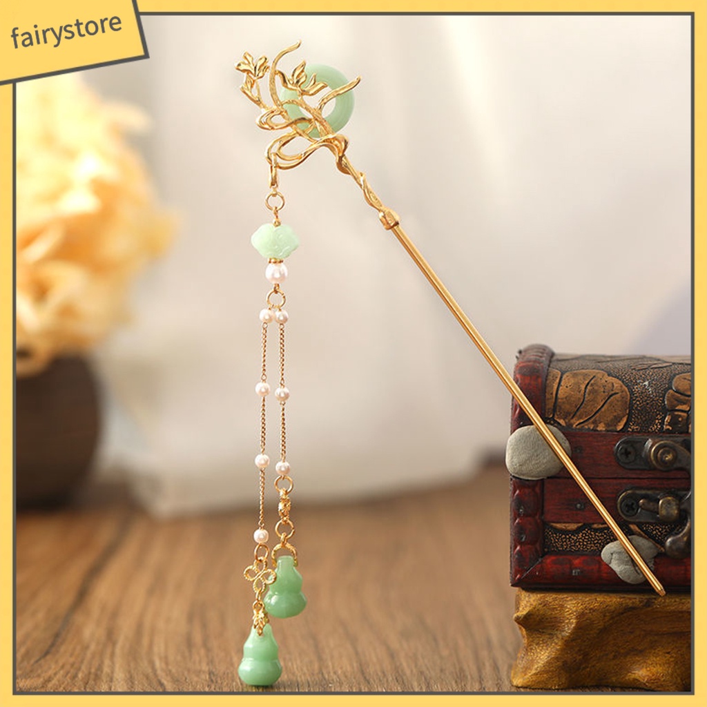 Trâm Cài Tóc Hình Chú Chim Đính Ngọc Trai Nhân Tạo Phối Tua Rua Phong Cách Cổ Điển