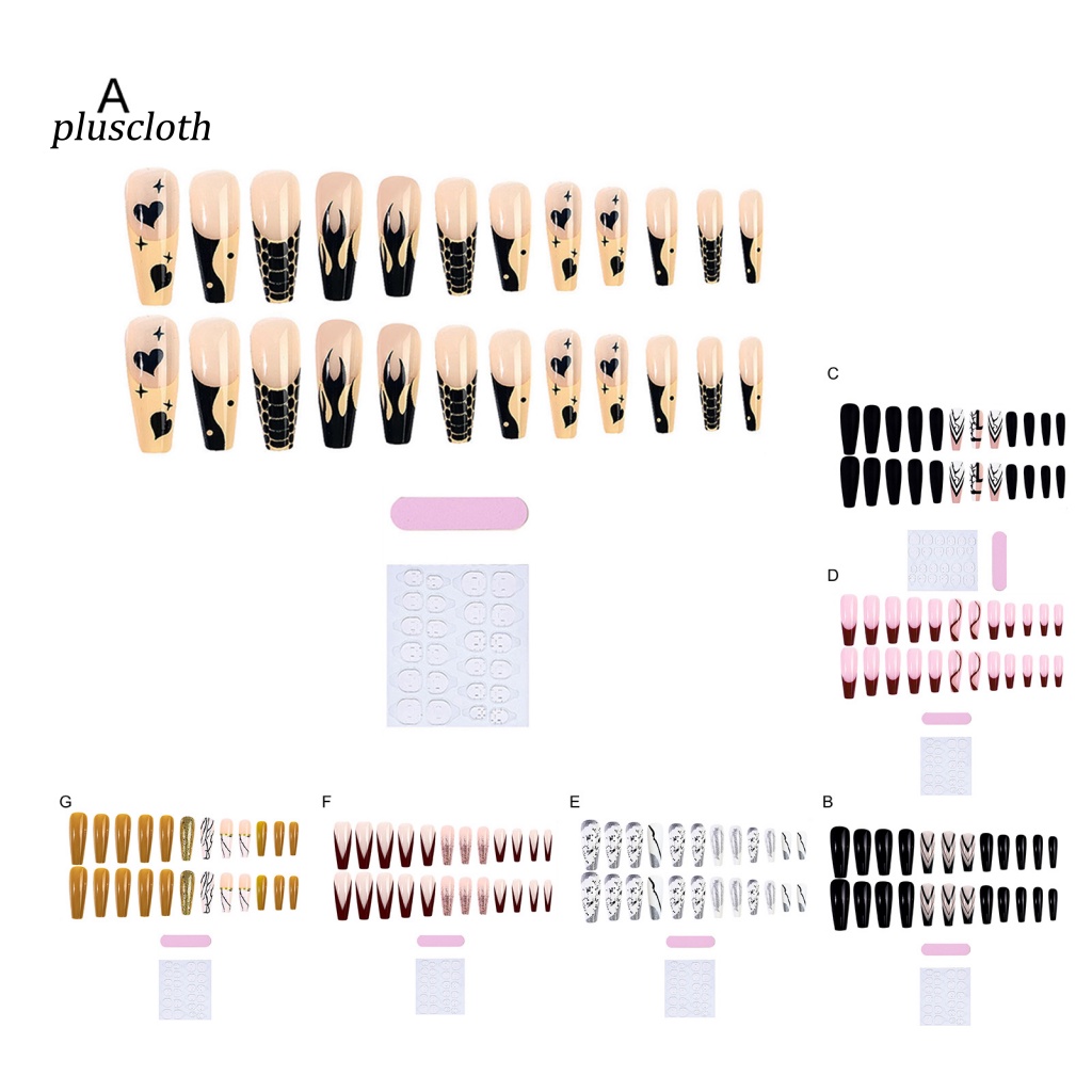 Bộ 24 Móng Tay Giả Siêu Mỏng Che Phủ Toàn Diện Phong Cách Pháp Sang Trọng
