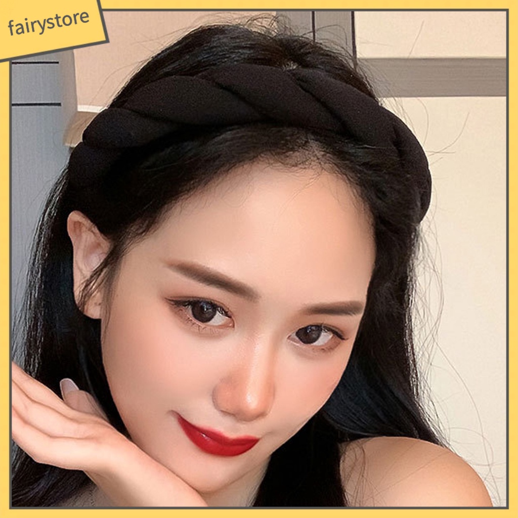 Băng Đô Cài Tóc Bằng Xốp Đàn Hồi Màu Sắc Trơn Cổ Điển Dành Cho Nữ