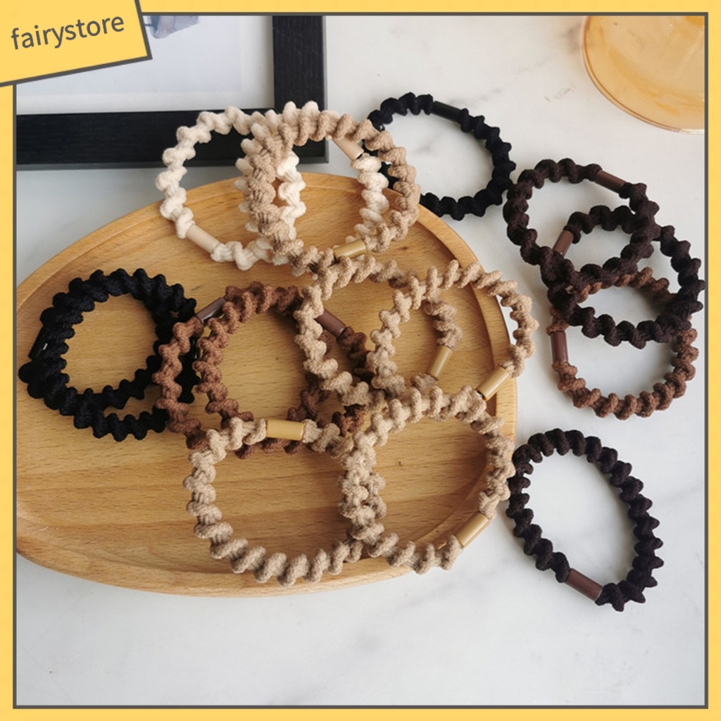 Set 5 Dây Cột Tóc Co Giãn Chống Trượt Màu Sắc Đơn Giản Dành Cho Nữ