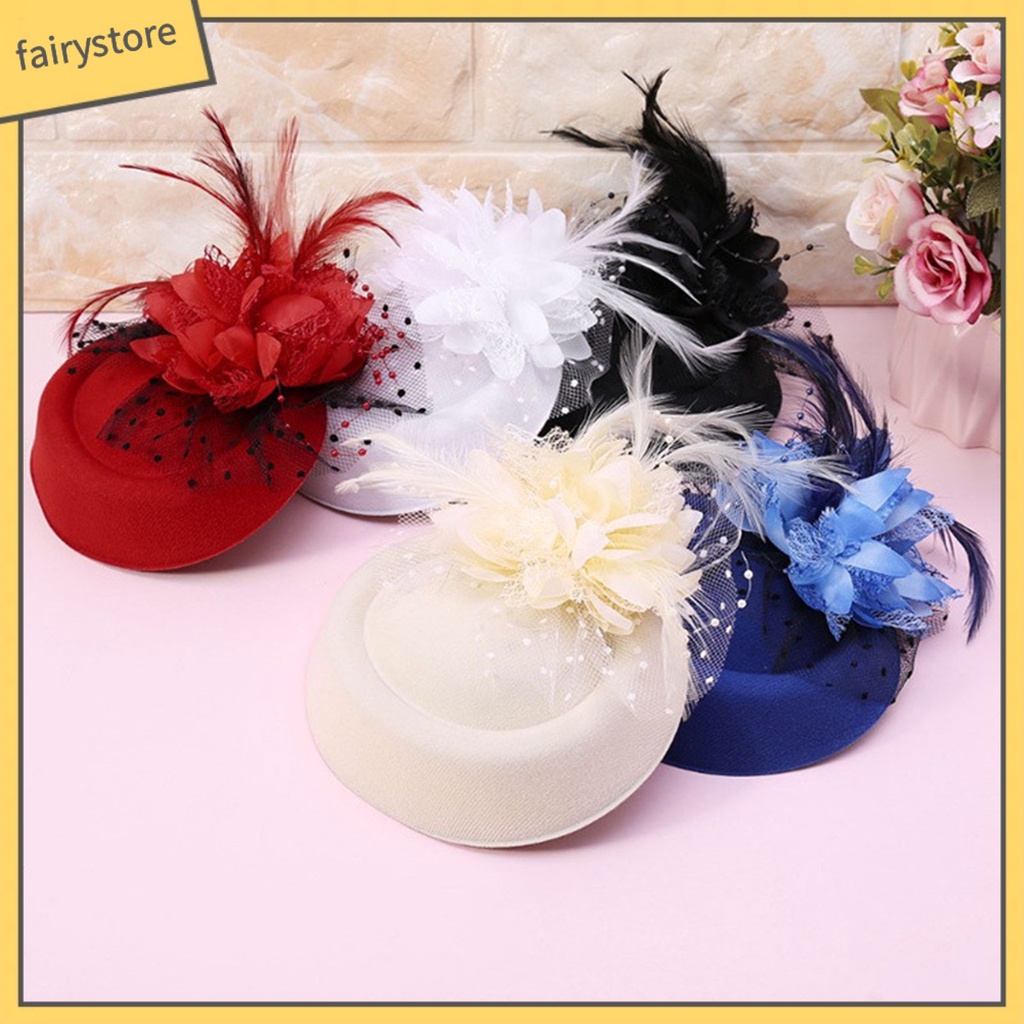 [FRO] Mũ Lưới Đính Hoa Giả Kèm Kẹp Tóc Trang Trí Ngọt Ngào Tinh Tế Chống Rơi