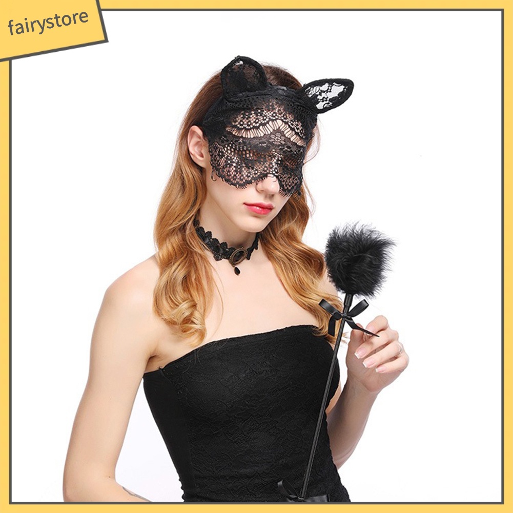 Băng Đô Cài Tóc Hình Tai Mèo Phối Ren Thời Trang Cho Nữ