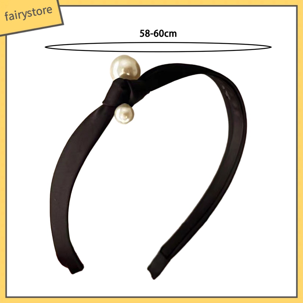 Băng Đô Cài Tóc Vải Satin Thắt Nút Đính Ngọc Trai Nhân Tạo Chống Trượt Thời Trang Vintage