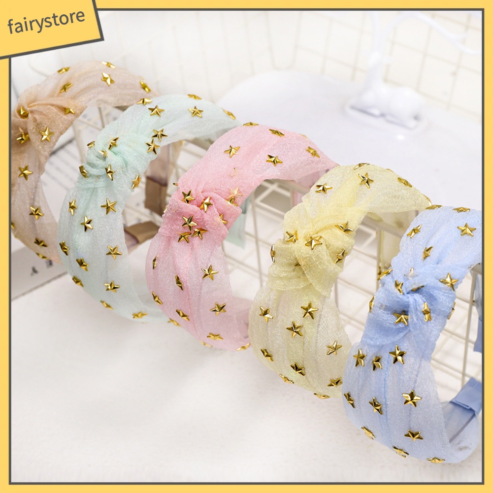 Băng Đô Vải Lưới Thắt Nút Hình Ngôi Sao Ngọt Ngào Cho Nữ