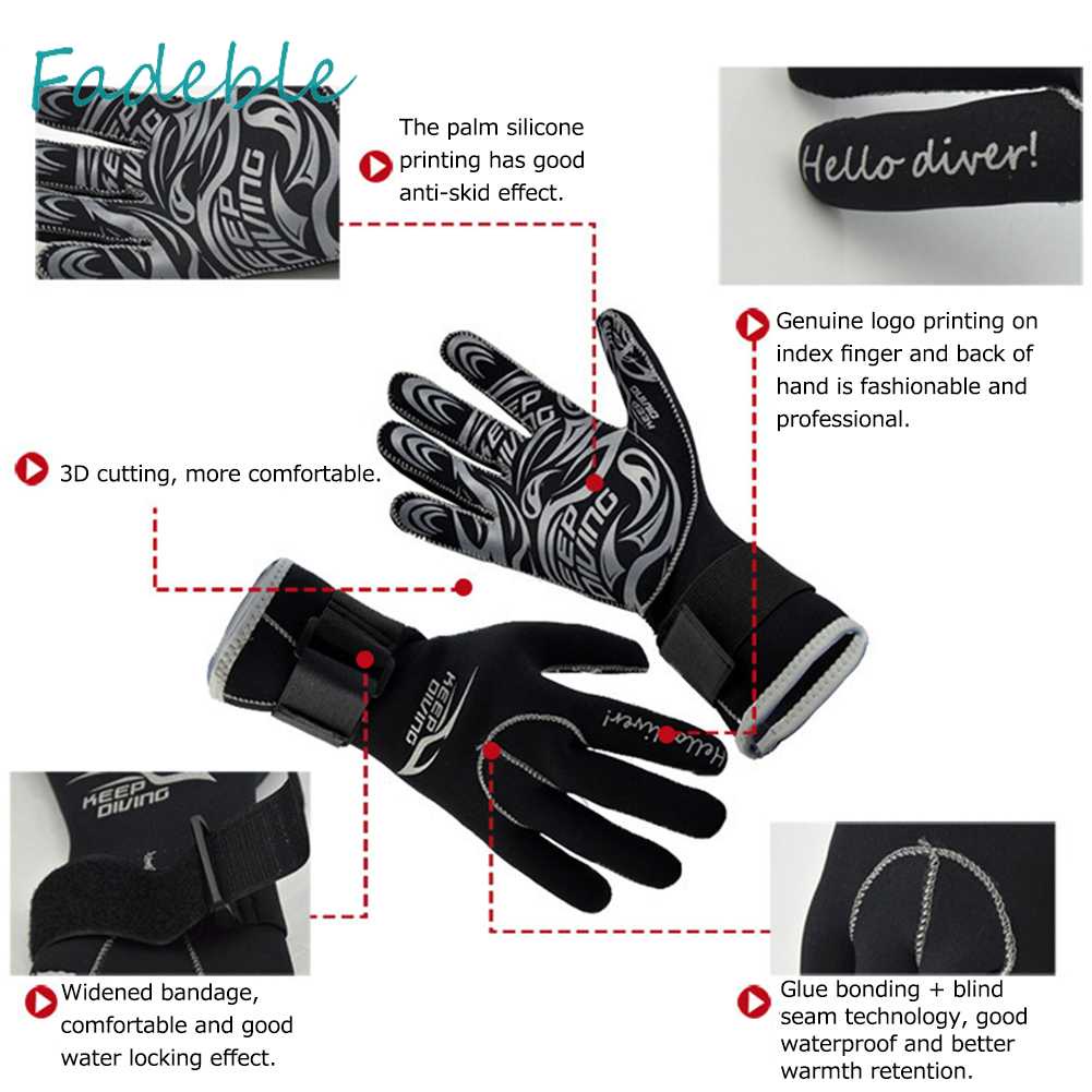1 Đôi Găng Tay Bơi Lặn Chống Nước Dày 3mm
