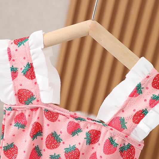 Bộ Đồ Bơi In Họa Tiết Dâu Tây Màu Sắc Xinh Xắn Thời Trang Cho Bé Gái Từ 1-6