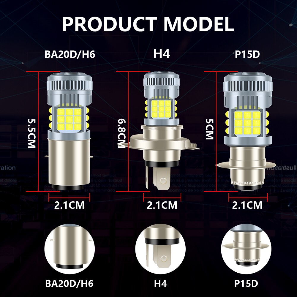 1 Đèn Pha 20W H4 LED BA20D H6 P15D 3030 36SMD 12V 3000LM Chất Lượng Cao Cho Xe Máy