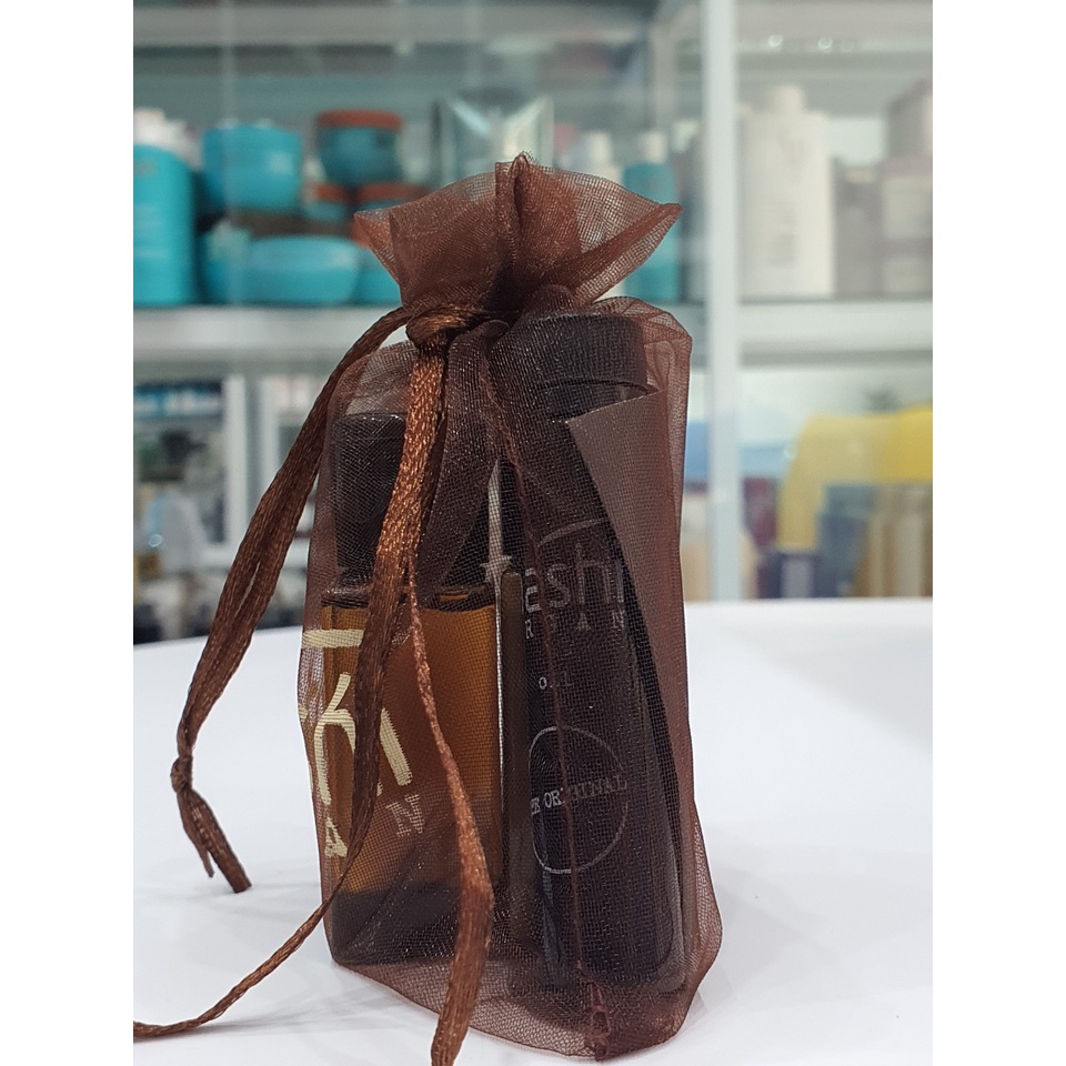 Bộ dầu gội xả và tinh dầu chăm sóc tóc Nashi Argan Travel Kit 30ml- 10ml Hàng chính hãng