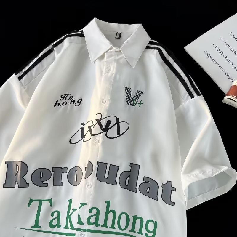 Áo Sơ Mi Ngắn Tay Phong Cách Hip Hop Đường Phố Thời Trang Mùa Hè Cho Nam