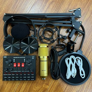 Combo bộ hát thu âm cao cấp V8s bluetooth mic BM900 hát cực hay livestream micro kèm chân kẹp màng lọc tặng tai nghe 450