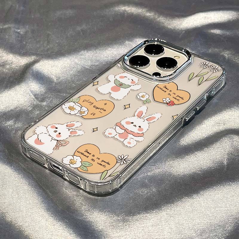 ✅Ốp Điện Thoại Dẻo Họa Tiết Chú Thỏ Phối Lông Dễ Thương Chống Sốc Cho iPhone12 14proplus7max813 11