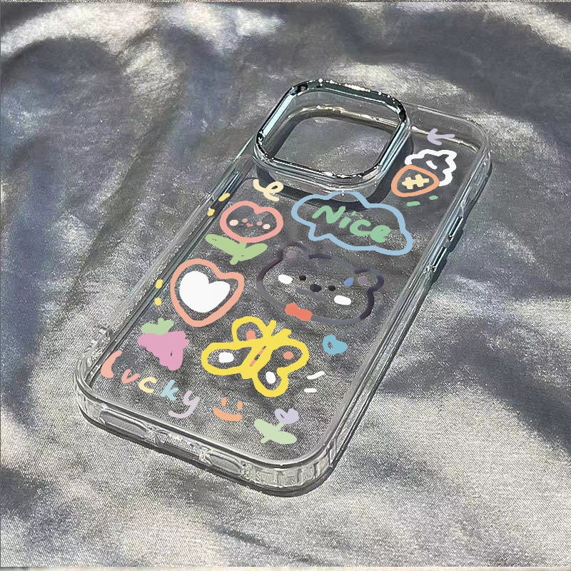 ✅Ốp Điện Thoại Mềm Chống Sốc In Hình Gấu Và Bướm Đơn Giản Cho Iphone 814pro 12 + / 713 max11 HI1M