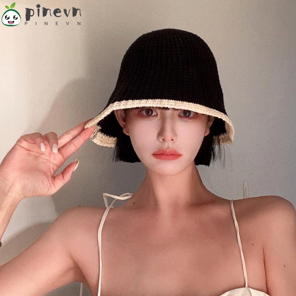 Mũ Bucket Dệt Kim Thoáng Khí Phong Cách Hip Hop Cá Tính Cho Nữ