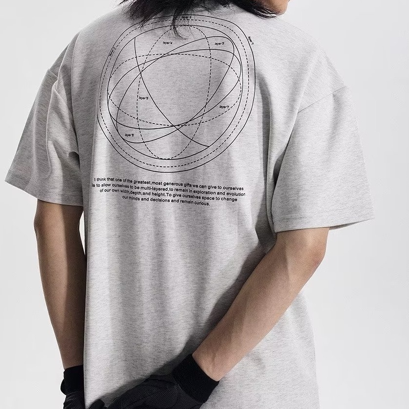 Hàng Mới Về Mới Áo Thun Tay Ngắn Họa Tiết Đường Ray Hình Học Thời Trang Cao Cấp Cho Nam Nữ