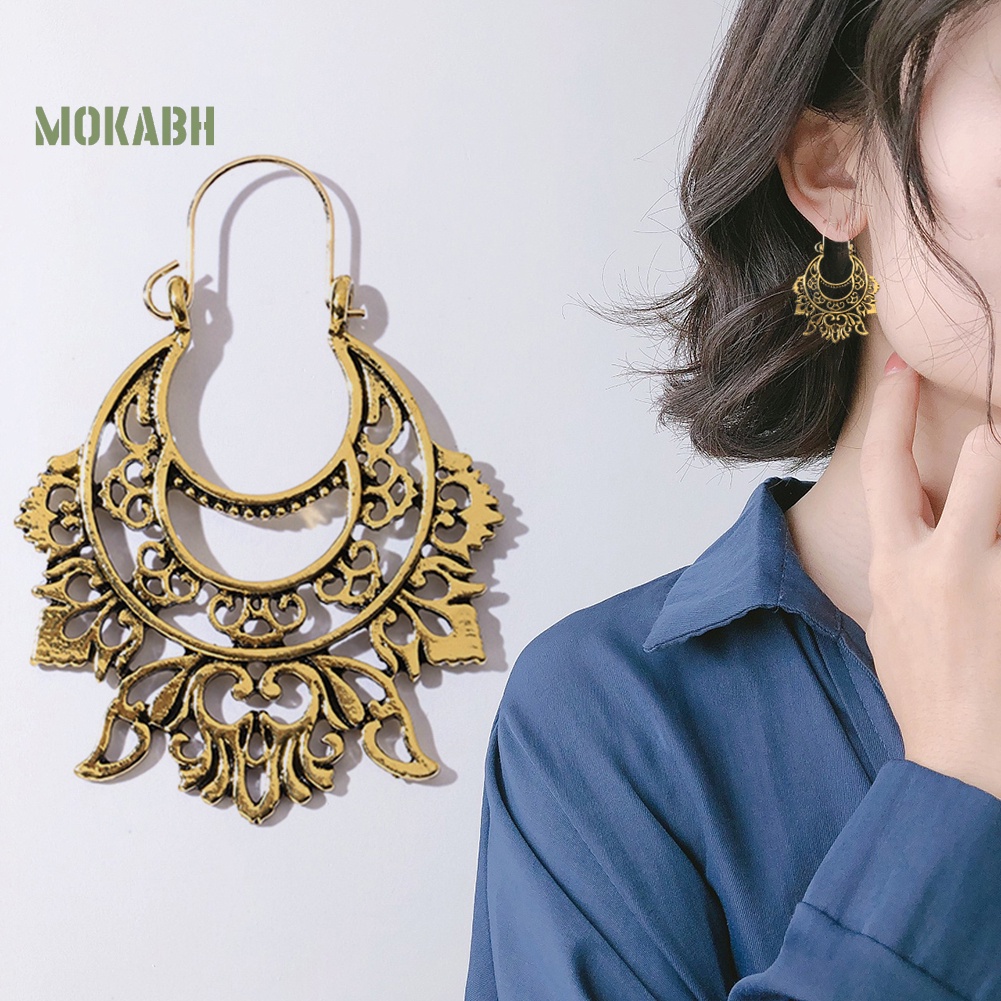 [Mok Abh] Bông Tai Nửa Vòng Cắt Rỗng Kiểu Dáng Vintage