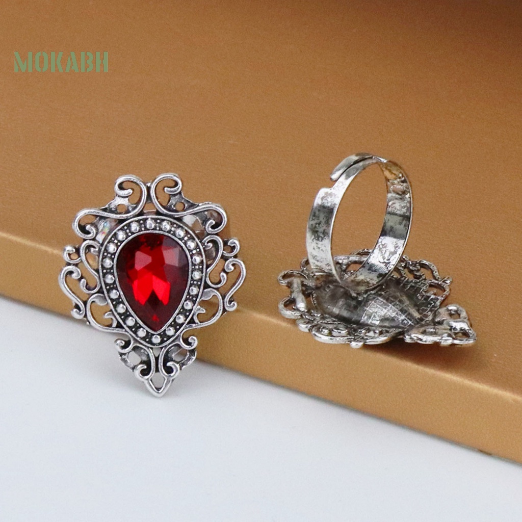 Nhẫn Hở Bằng Hợp Kim Đính Đá Nhân Tạo Hình Trái Tim Phong Cách Bohemia Dành Cho Nam Nữ