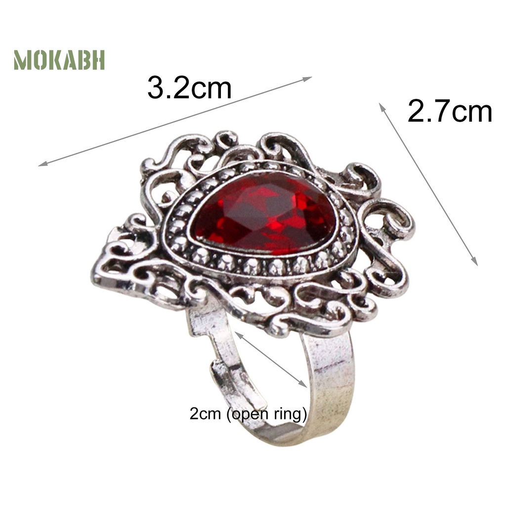 Nhẫn Hở Bằng Hợp Kim Đính Đá Nhân Tạo Hình Trái Tim Phong Cách Bohemia Dành Cho Nam Nữ