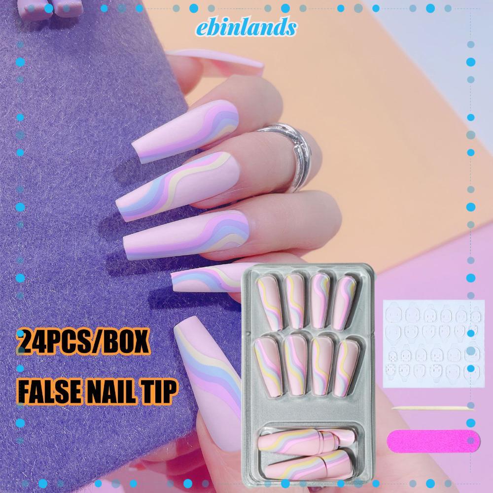 Hộp 24 Móng Tay Giả Che Phủ Toàn Diện Có Thể Tháo Rời