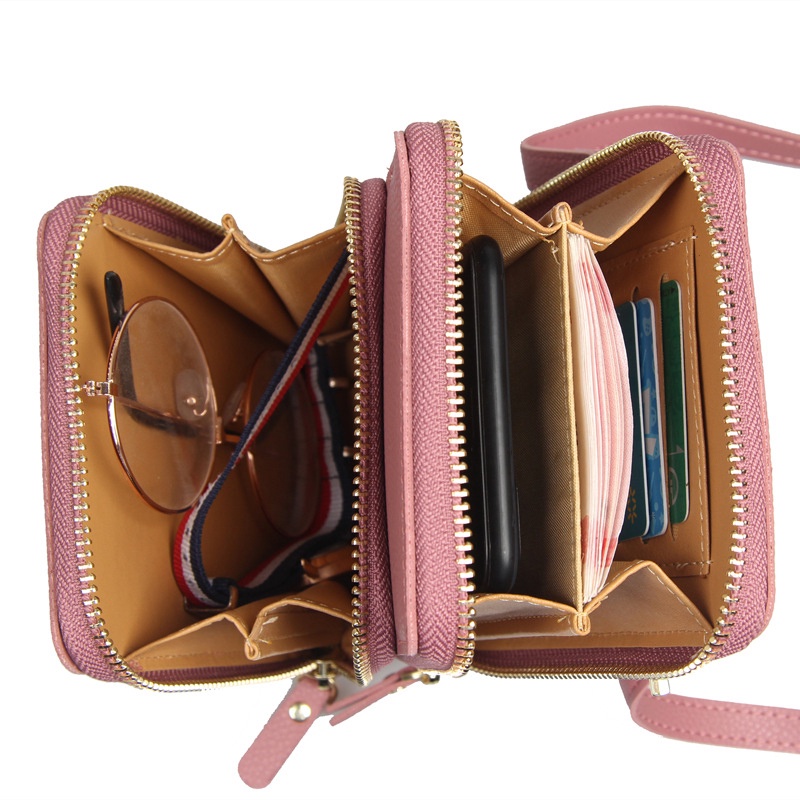 Túi Đeo Vai Đa Năng Màu Trơn Có Khóa Kéo Thời Trang Phong Cách Hàn Quốc Cho Nữ