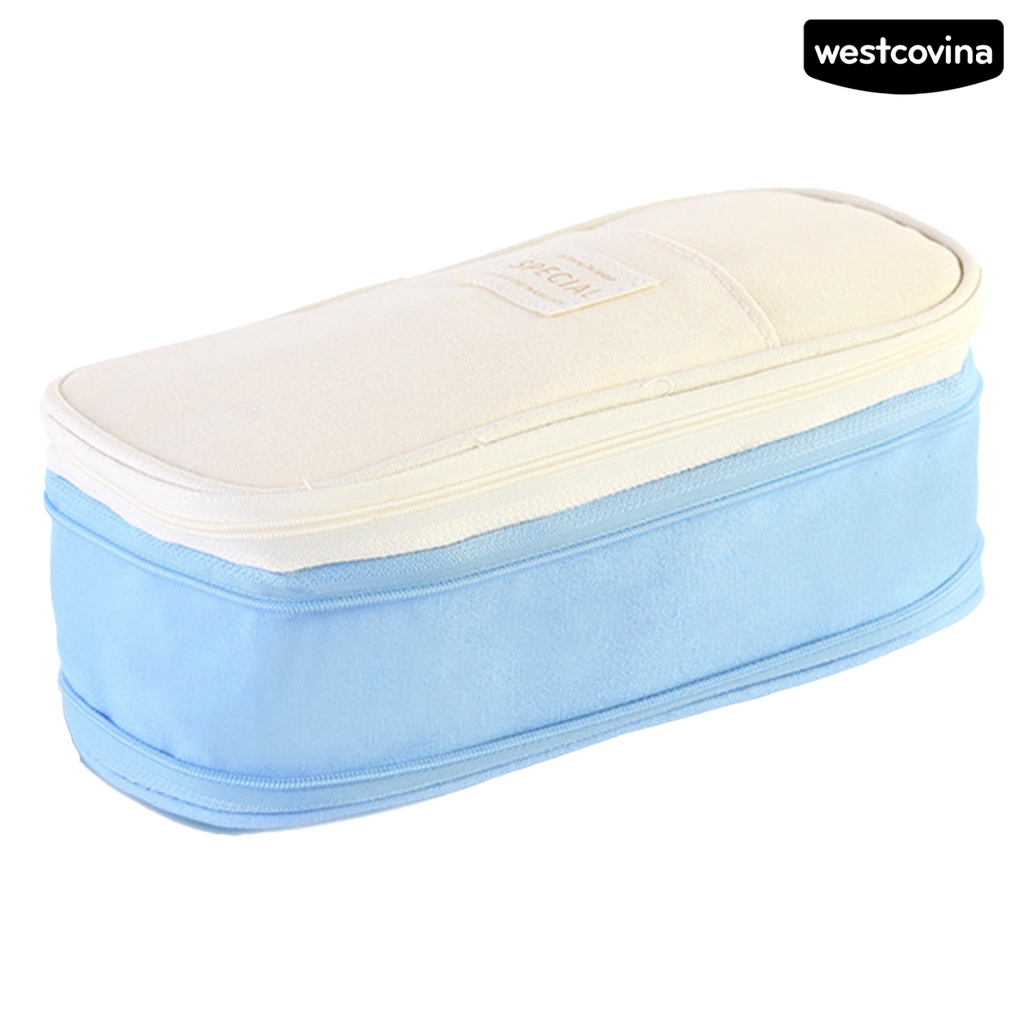 [WSTN]✎Túi Đựng Bút Hai Lớp Bằng Vải Canvas Có Dây Kéo Và Sức Chứa Lớn