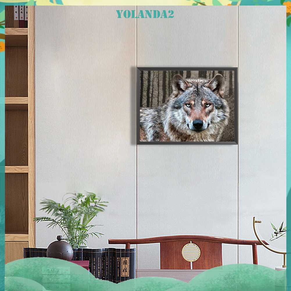 Tranh Đính Đá Kim Cương Toàn Bộ 5D DIY Hình Vẽ Sói Trang Trí Nhà Cửa