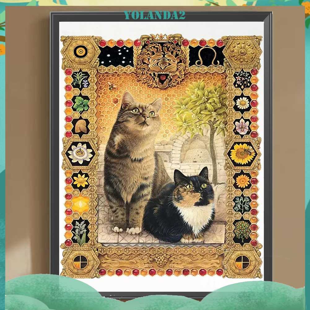 Tranh Đính Đá Kim Cương Toàn Bộ 5D DIY Hình Vẽ Mèo Trang Trí Nhà Cửa