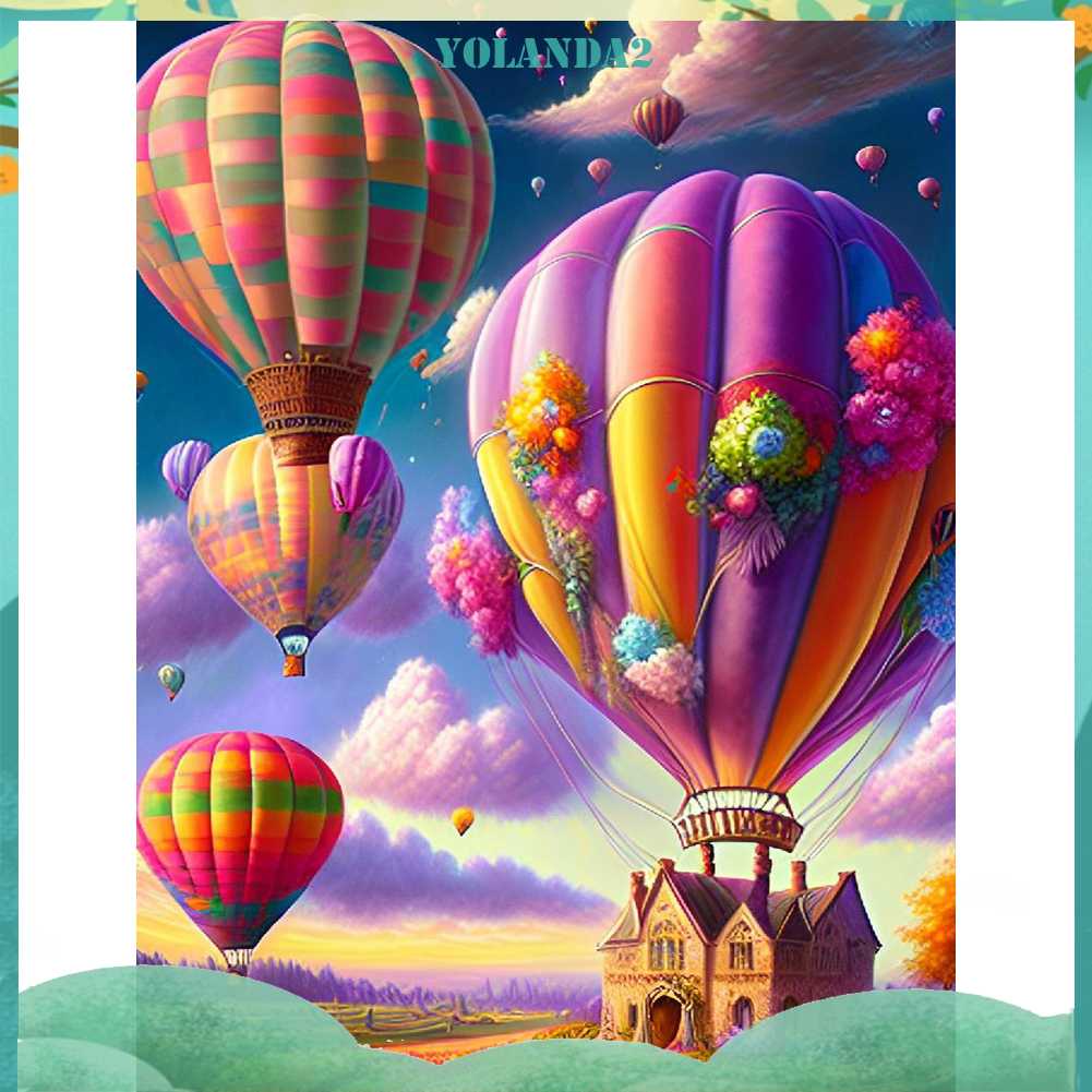 Tranh Đính Đá Kim Cương Toàn Bộ 5D DIY Hình Vẽ Bóng Bay Dùng Trang Trí Nhà