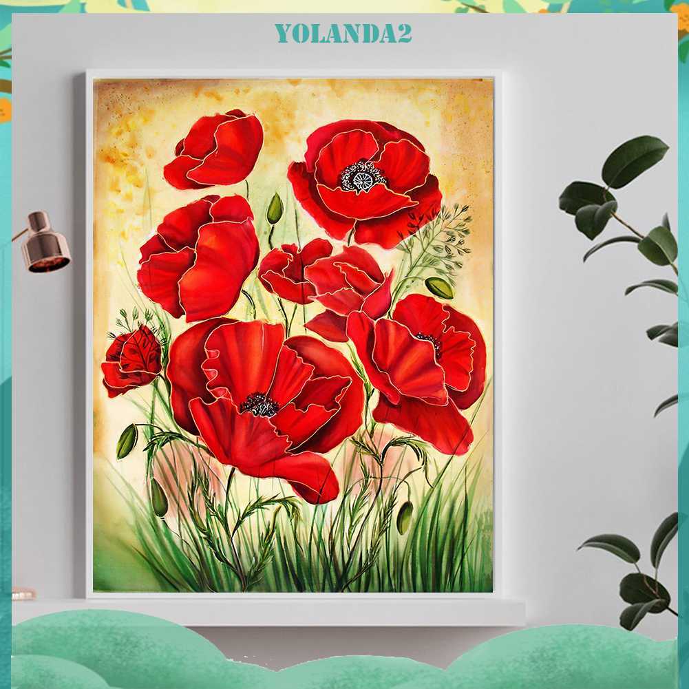 Tranh Đính Đá Kim Cương Toàn Bộ 5D DIY Hình Vẽ Hoa Trang Trí Nhà Cửa