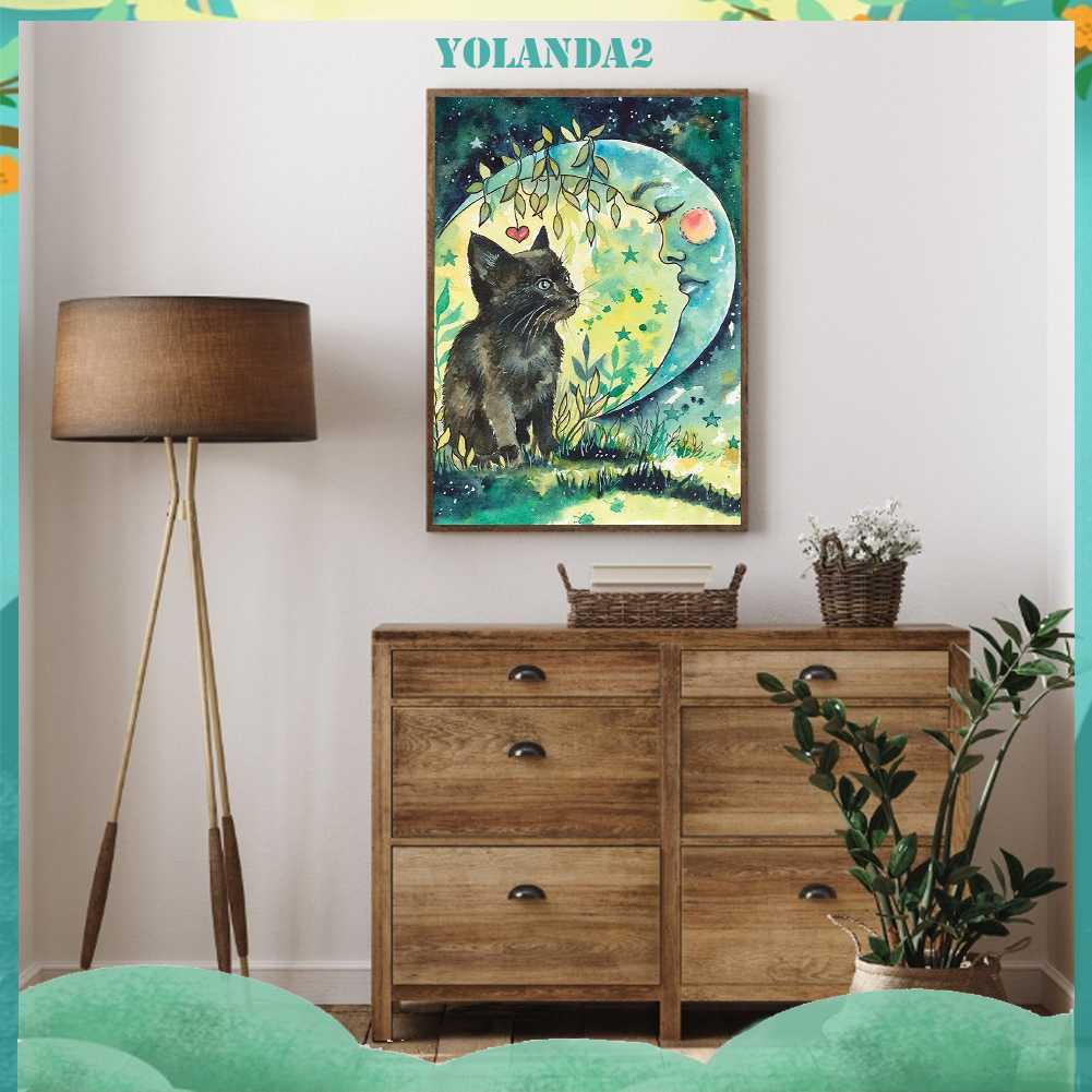 Tranh Đính Đá Kim Cương Toàn Bộ 5D DIY Hình Vẽ Mèo Trang Trí Nhà Cửa